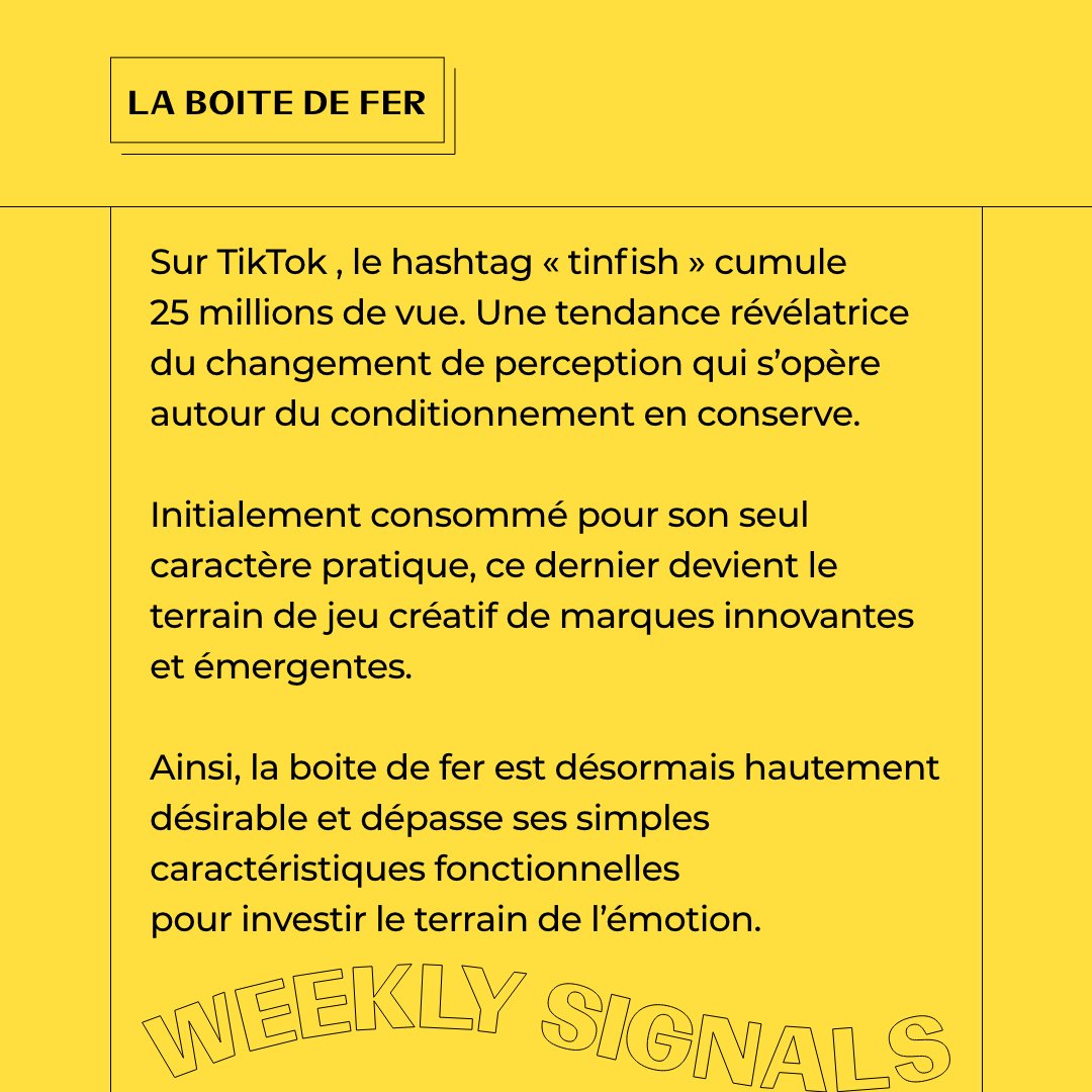WConranDesign's tweet image. 🚨 Weekly Signals #49 – LA BOITE EN FER 🚨 

 🥫 Yes we cans ou l’anticonformisme de la conserve 🥫

Pour en savoir plus 👉🏼 linkedin.com/posts/wcie_wee…