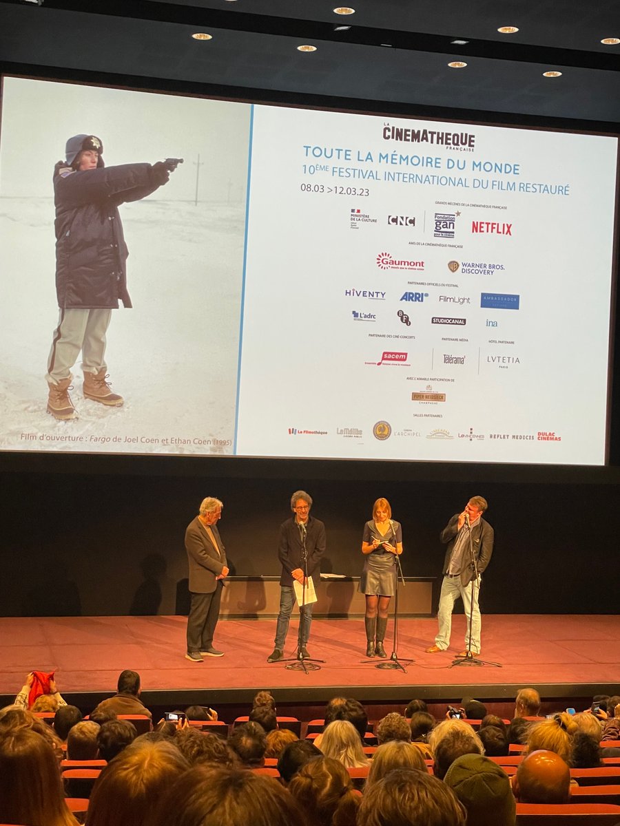 ParkCircusFr's tweet photo. L’équipe de PC est ravie d’être de retour au Festival Toute la Mémoire du Monde à la @cinemathequefr qui a ouvert avec une projection de FARGO en hommage à Joel Coen ! RAGING BULL et BUCK ET SON COMPLICE ont également été présentés dans leur toute nouvelle restauration 4K ! https://t.co/u5A40dzktU