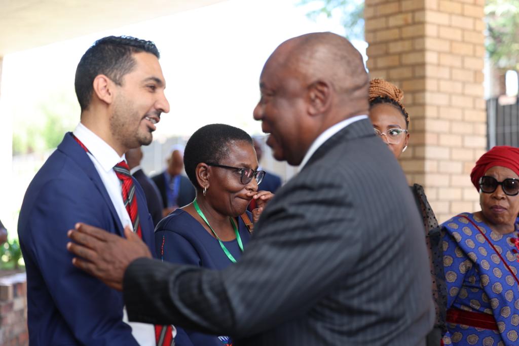 President Cyril Ramaphosa engaging with the NYDA Executive Chairperson, Ms. Asanda Luwaca, as well as the CEO, Mr. Waseem Carrim at the Nelson Mandela Youth Dialogue in Eastern Cape.

#NMYD2023 #OurYouthOurFuture