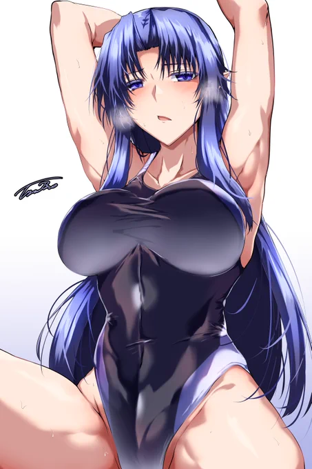 少し塗り方を変えてみる練習に水着メディアさん描きました#FGO 