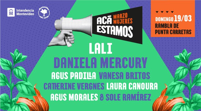 CosseCarolina's tweet photo. Domingo 19 de Marzo. Rambla Wilson. 15h

CATHERINE VERGNES 
SOLE RAMÍREZ &amp; AGUS MORALES
VANESA BRITOS 
AGUS PADILLA
LAURA CANOURA 
DANIELA MERCURY 
LALI ESPÓSITO

#MarzoMesDeLasMujeres 
#NoEstásSola #AcáEstamos https://t.co/c9pUhZY1me