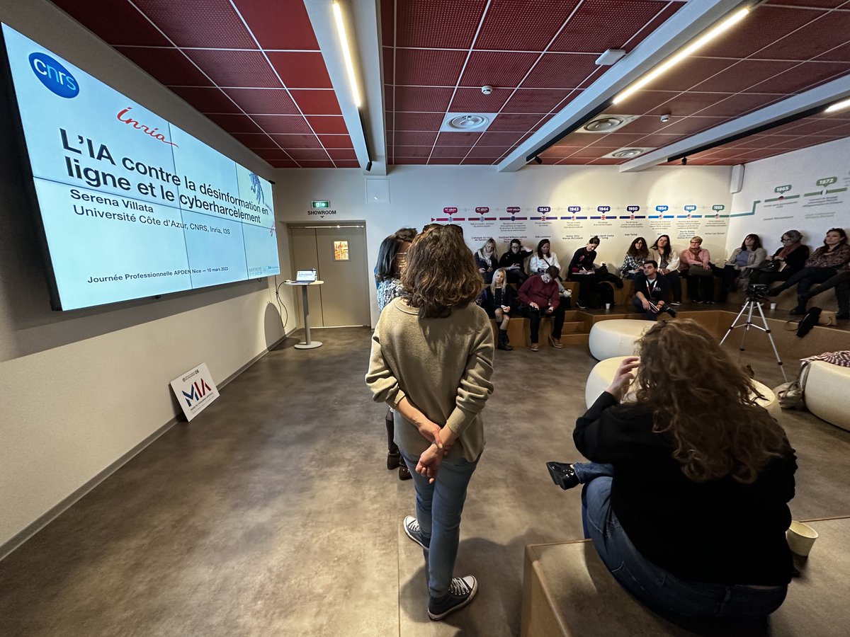 Ravis d’accueillir l’@ApdenNice pour 1 journée contre les fake news &amp; le cyber-harcèlement🗣️

👉Présentation de la MIA &amp; <a href="/Terra_Numerica/">Terra Numerica</a>
👉Visite &amp; ateliers de la MIA
👉Conférence «l’IA contre la désinformation en ligne et le cyber-harcèlement» &amp; échanges avec <a href="/serena_villata/">Serena Villata</a>