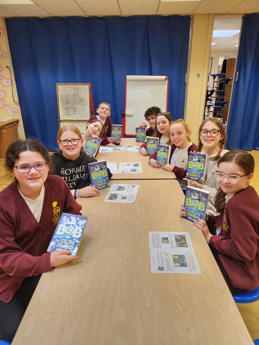 Y6 Librarians raring to read our new book club title "Bob and the Selfie-Zombies". Their reviews will be coming soon <a href="/andyjonesauthor/">Andy Jones</a> #readingforpleasure #OLPReading