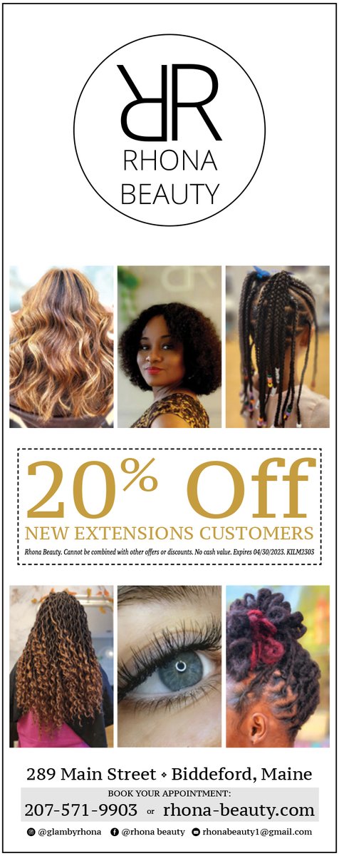 New customers #save 20% off #extensions at Rhona Beauty - a #locallyowned #salon in #Biddeford! Call 207.571.9903 or click rhona-beauty.com to book today! #hairsalon #localsalon #mainesalon #hairstyle #hairstylist #haircolor #haircut #brows #haircolorist #keepitlocalmaine