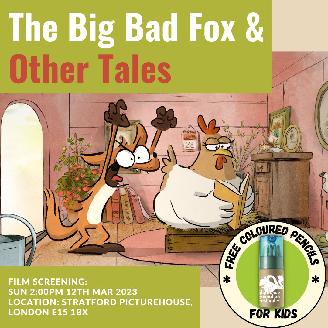 Stardance_SAF's tweet photo. Free gifts (coloured pencils) for kids this weekend who come to Stardance Animation Festival for the screenings of Wolfwalkers, Fantastic Mr Fox, and The Big Bad Fox and Other Tales! Location: Picturehouse Stratford @SEPicturehouse 
#wolfwalkers #fantasticmrfox #bigbadfox https://t.co/ymxy9pPcNv