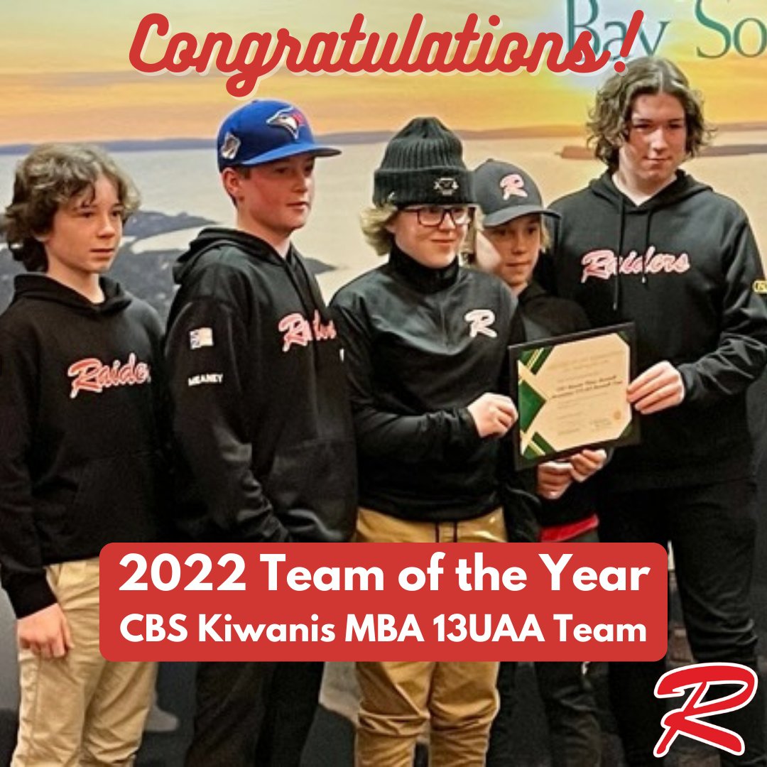 Congratulations to the CBS Kiwanis MBA 13UAA Baseball Team for winning Team of the Year. A heartfelt thanks to the players, coaches, officials, volunteers, and parents who contributed to another successful year of baseball! #baseball #baseballnewfoundland