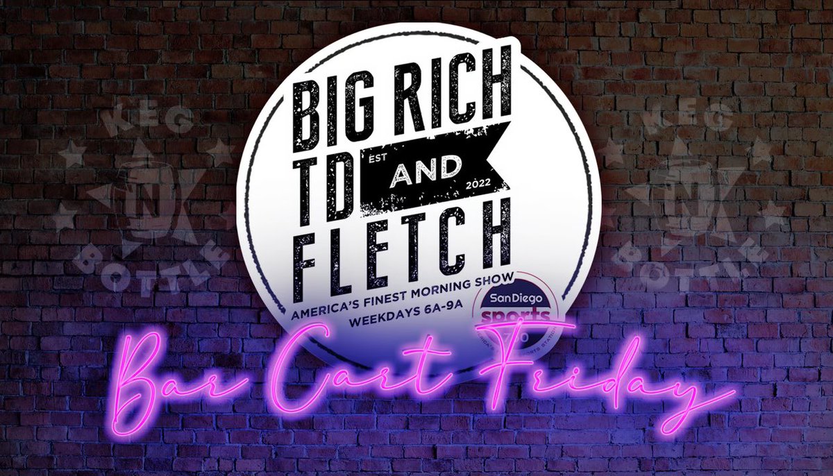 BigRichTDFletch's tweet photo. THE PARTY. STARTS. NOW!!!!
Multiple in studio guests, including @KegNBottleUSA debuting a @GoAztecs themed cocktail!
There are bacon-wrapped jalapeño poppers, beer bongs and a fog machine in studio.
IT’S A #BARCARTFRIDAY!!!!
Listen Live: https://t.co/zUWM7xMTH2 https://t.co/B5aHGsccfm