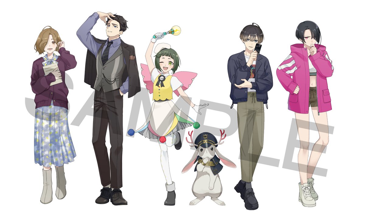 multiple boys multiple girls black hair jacket 2girls glasses brown hair  illustration images