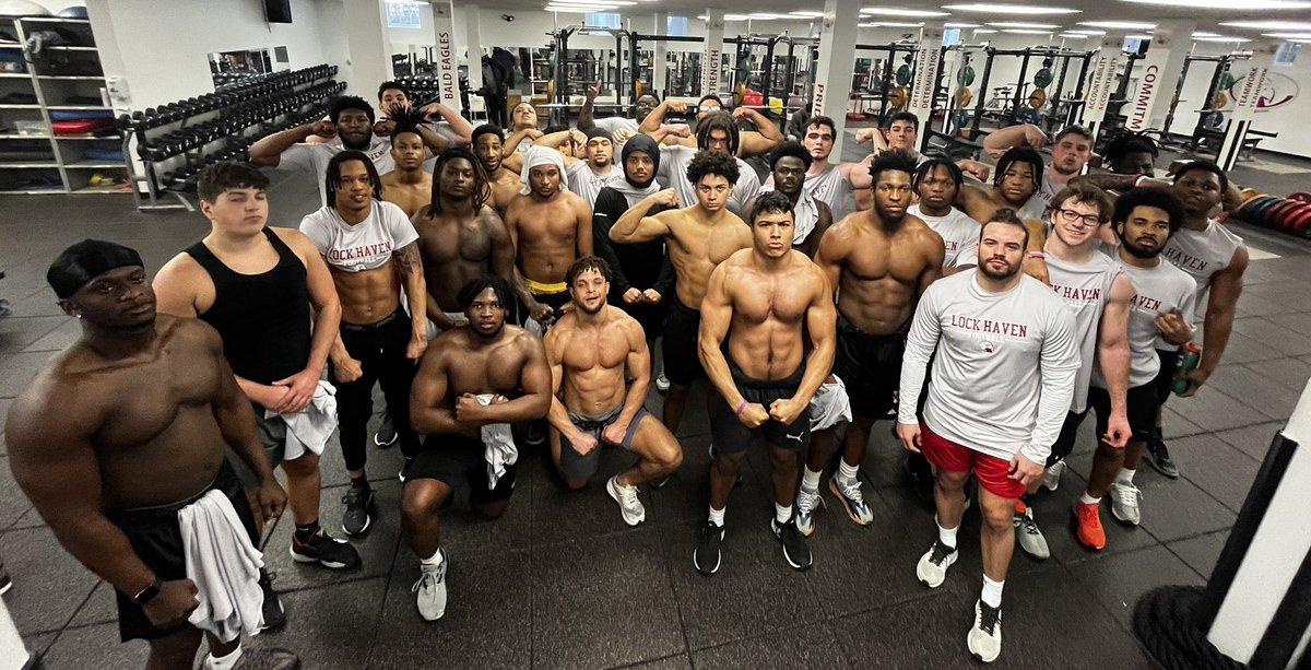 <a href="/LHU_Football/">Lock Haven Football</a> finished their last week of lifts before spring break !! 

I am beyond proud of these men!! They’ve  been putting in WORK !! 

Success starts with consistency!! 

FLEX ON EM FRIDAY! #LockedIn🔒🦅