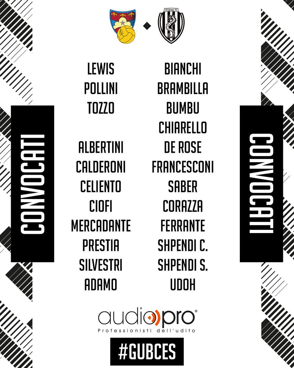 calciocesenafc's tweet photo. Ecco i convocati di mister #Toscano per #GubCes 💪🏻 

Offerto da #AudioPro 🤝 

#DaiBurdel https://t.co/n7IbSXgCBK