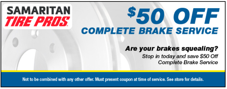 We offer reliable brake services to keep you safe on the road. Get $50 off a complete brake service with this coupon! bit.ly/3wsXsQg