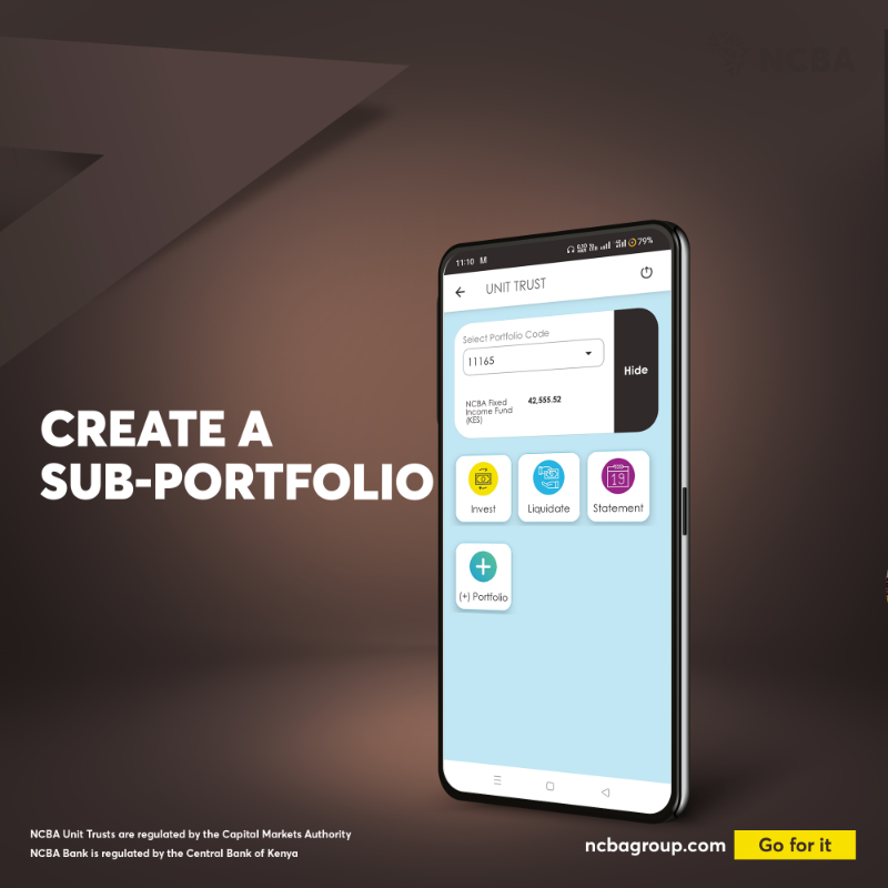 NCBABankKenya's tweet photo. Invest in unit trust funds today through the NCBA Now App!

With the NCBA Now app gives you can open a unit trust fund account, create sub-portfolios, initiate top-up transfers and withdrawals, and access your recent transaction history. 

Download or update the app below.