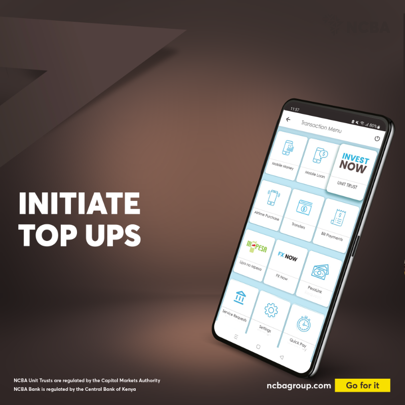 NCBABankKenya's tweet photo. Invest in unit trust funds today through the NCBA Now App!

With the NCBA Now app gives you can open a unit trust fund account, create sub-portfolios, initiate top-up transfers and withdrawals, and access your recent transaction history. 

Download or update the app below.