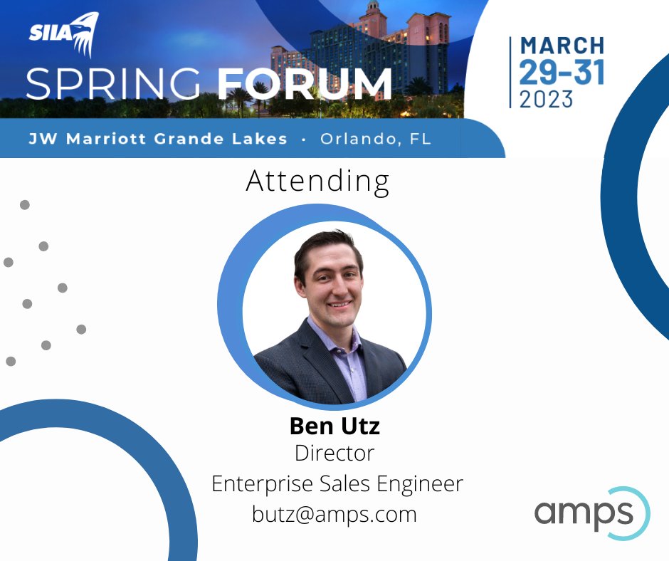 The #SIIASpringForum is officially less than 3 weeks away!  Make sure you connect with Ben Utz from March 29 - 31, 2023 in Orlando, FL!

Learn more about #AMPS customizable #costcontainment programs. We can adjust our plans based on your employer needs!

See you there!