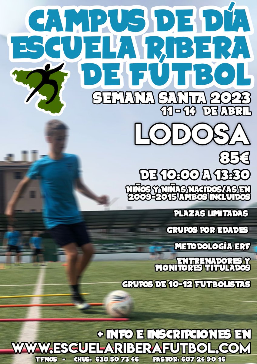 sanchadaniel's tweet photo. Campus de la ESCUELA RIBERA DE FÚTBOL para Semana Santa ‼️

Falces y Lodosa del 11 al 14 de ABRIL

Inscripciones abiertas desde ya✌️ https://t.co/b5QIXU0HFU