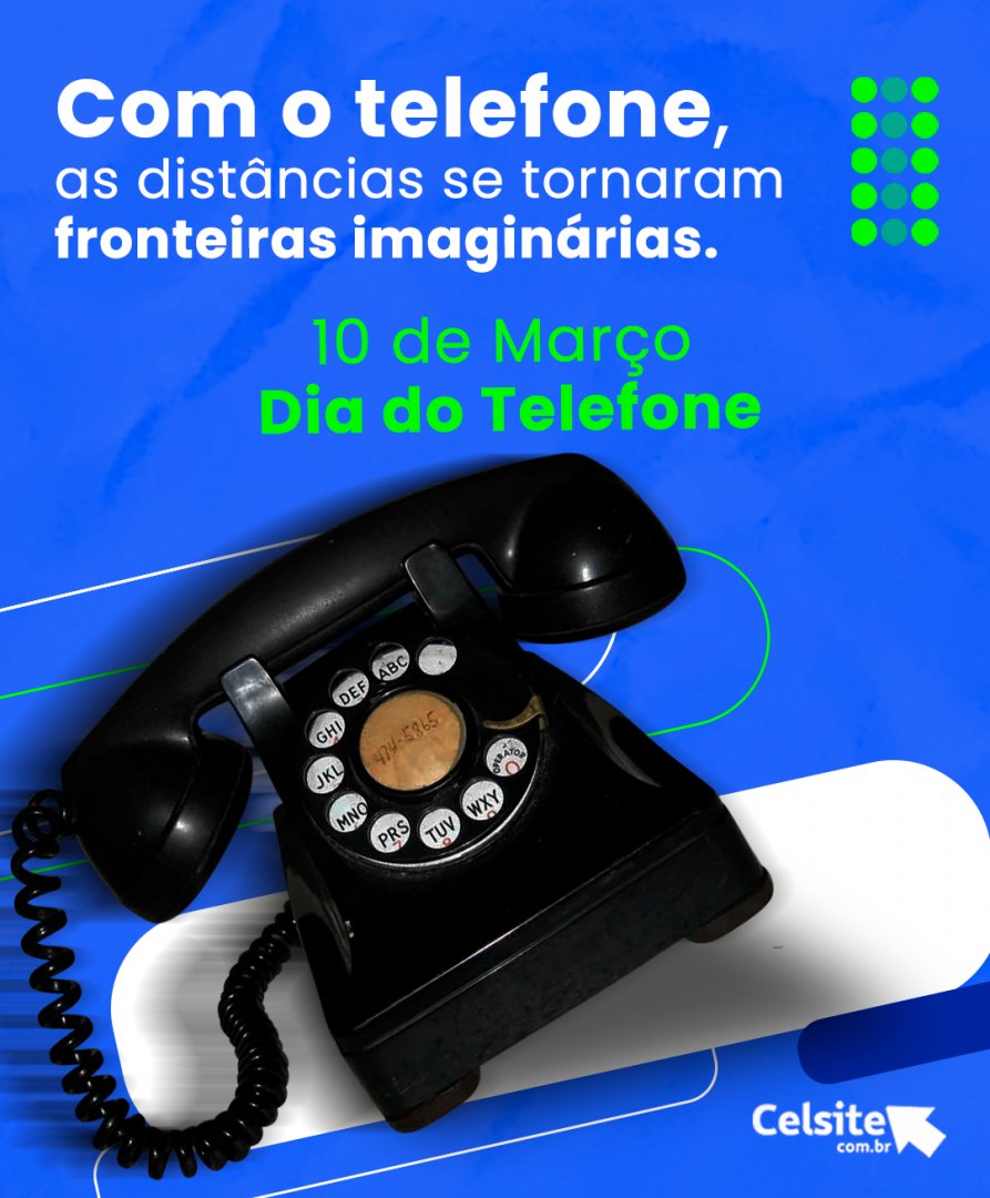 celsitecombr's tweet photo. Hoje é dia de celebrar uma das mais importantes invenções da história da humanidade: o telefone!

A comunicação é o que nos move e graças ao telefone distância e fronteiras foram encolhidas e as pessoas, mesmo que do outro lado do mundo, se tornaram acessíveis.

Já pensou como https://t.co/7XKGLmpsTK