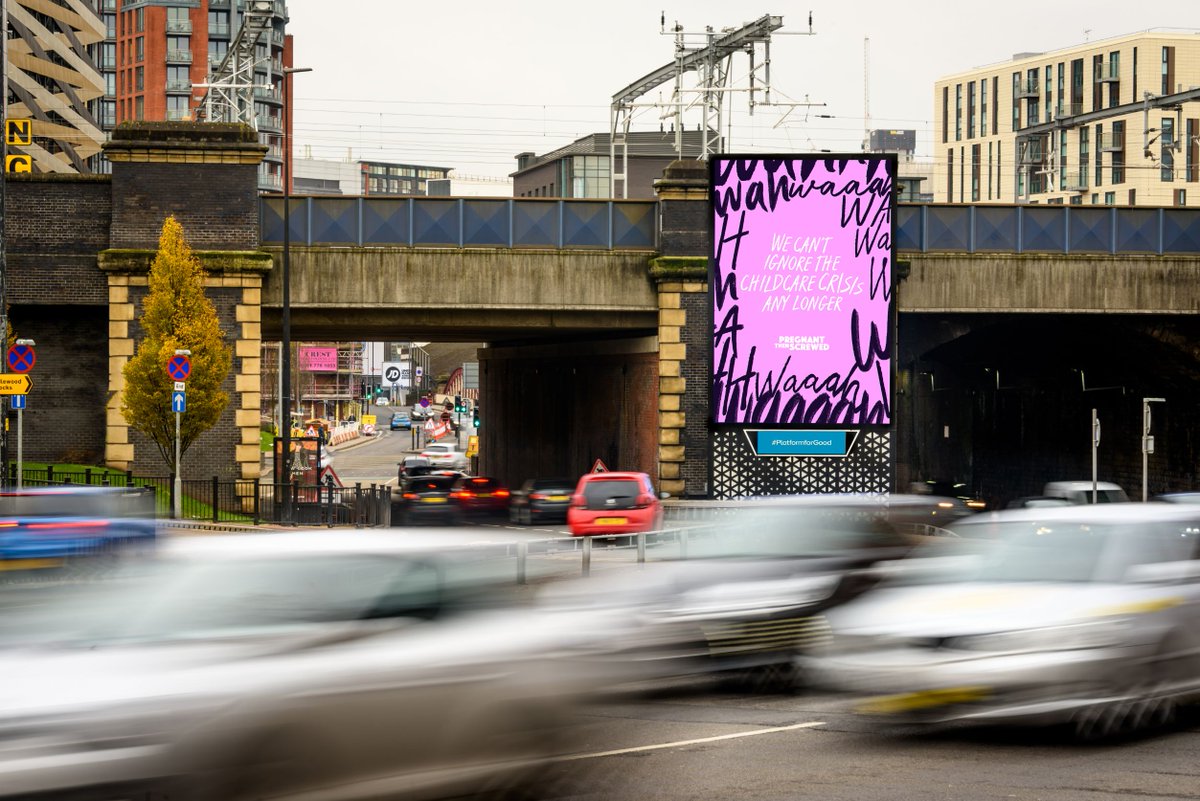 BMO_UK's tweet photo. A new report from @PregnantScrewed shows that 76% of mothers who pay for childcare say it no longer makes financial sense for them to work. We’re supporting their latest campaign in partnership with @saatchiuk to help highlight the childcare crisis across our #DOOH screens ✨ https://t.co/KXF2IxY6Jh