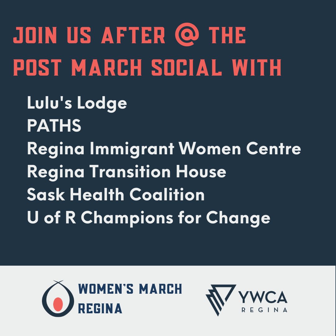 Ready to March? Check out the details for tomorrow! #ywcaregina #IWD2023 #womensmarchyqr #WomensMarch2023