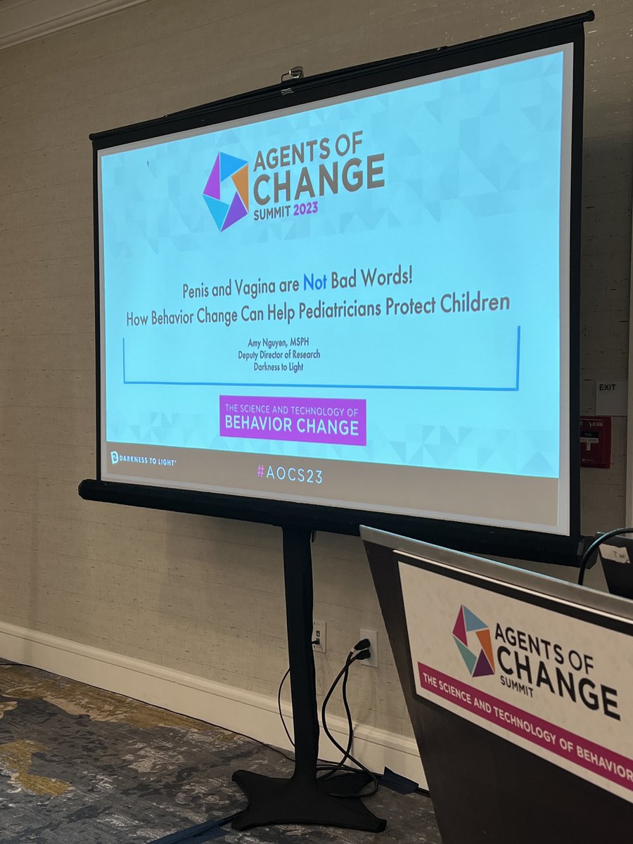 Darkness2Light's tweet image. Our Deputy Director of Research was a presenter earlier this week at the @AOCSummit, speaking  to top public health professionals on using #behaviorchange strategies to have child sexual abuse prevention conversations with families.

#PublicHealth #AOCS23
