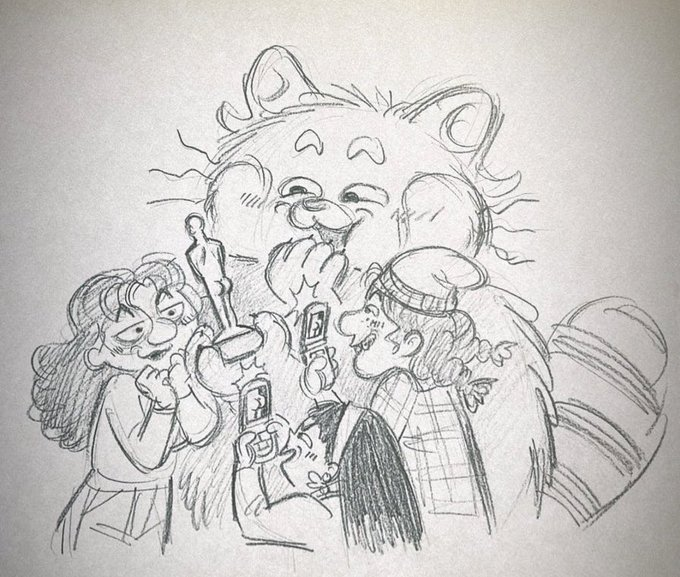 cariolisima's tweet photo. 🎨Le pidieron a algunos de los directores de animación nominados al Oscar 2023 que dibujaran a sus personajes recibiendo un #Oscars y este fue el resultado. Mi corazón eternamente enamorado de #RedMovie https://t.co/qmsFC6Zokc