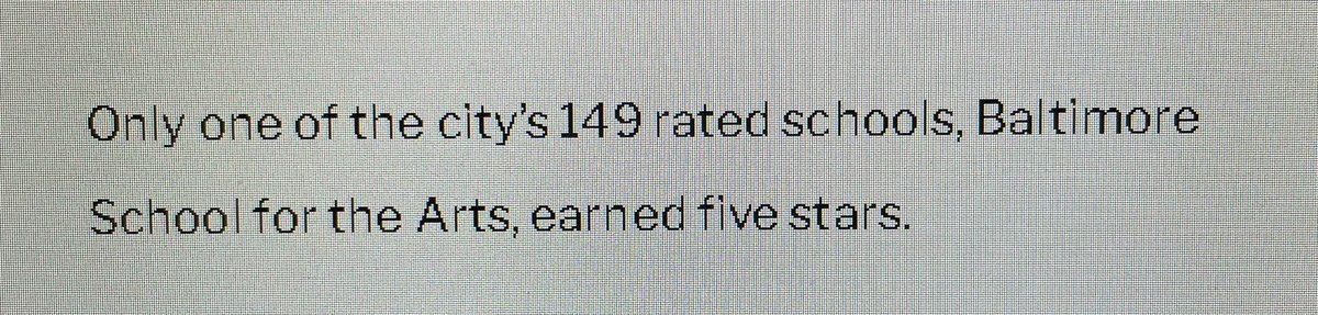BryanNehman's tweet photo. Can anyone explain how a school that doesn’t have one kid who’s proficient in Math is also considered a 5 star school?
Make it make sense…please. Seriously confused #Baltimore #schools https://t.co/gjZGkxbLl8