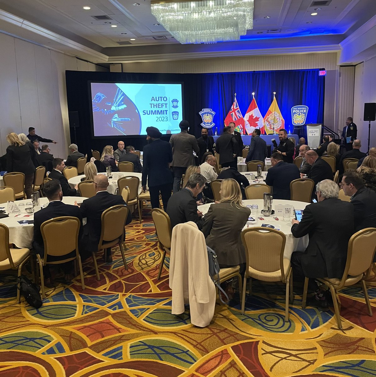 ChiefNish's tweet photo. Amazing energy in the room. About to get started #AutoTheftSummit2023. Looking  forward to collaborating with all our partners to address the growing auto theft issue in our province https://t.co/WCFjHXDz0m