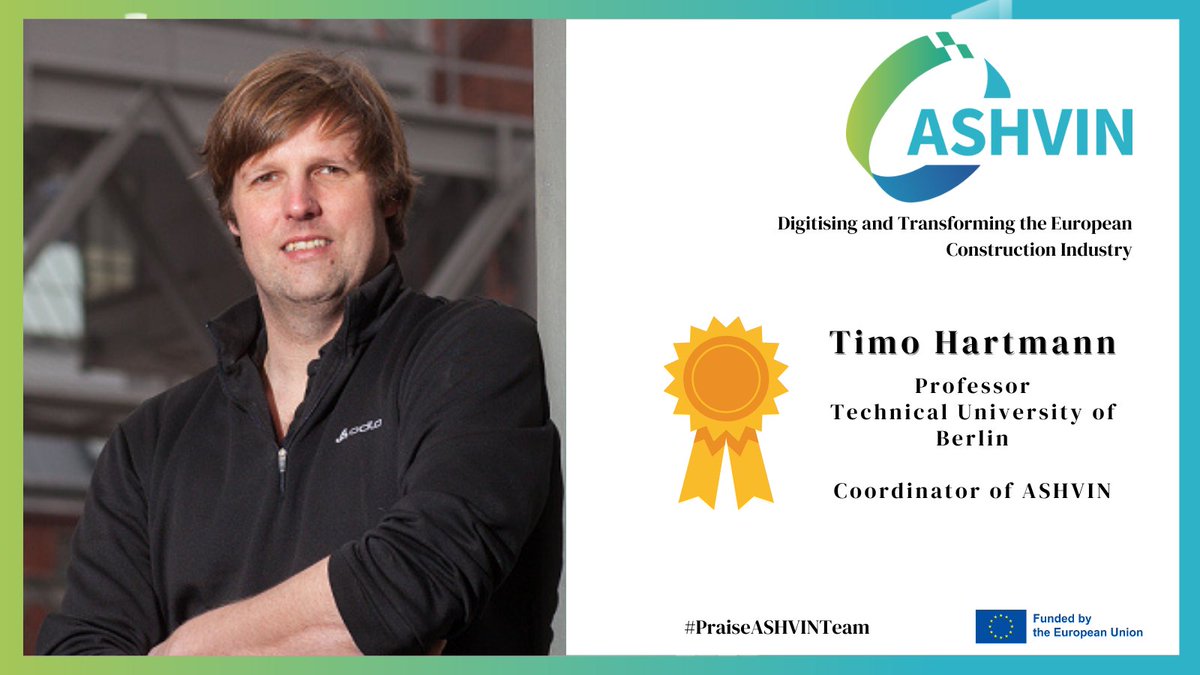 AshvinH2020's tweet image. We recognise the talents behind ASHVIN’s innovation in #DigitalTwins! 

👏 Thank you #TimoHartmann for your investment in the overall coordination of the project! 

He is ASHVIN’s Coordinator and leads two #ASHVINdemonstrators #4 Logistics Hall and #8 Footbridge, both in🇩🇪 

⬇