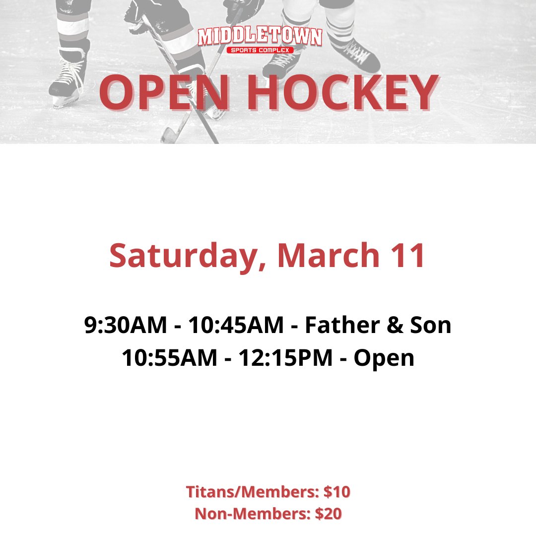 March 10th weekend events at the MSC. Don't forget the NAHL Titans will be honoring NJ State ice hockey champion Middletown North during Saturday night's game.