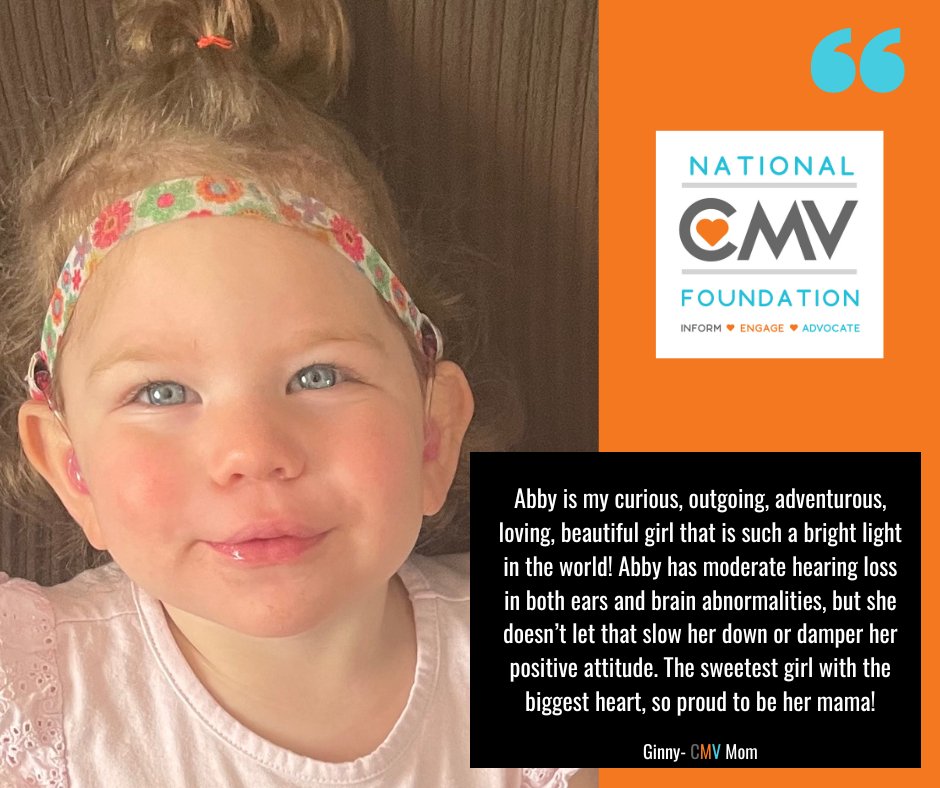 NationalCMV's tweet photo. Meet Abby! She is 2 years old and representing our #FacesofCMV today! π§‘
#Screen4CMV #StopCMV #CMVAwareness #Strides4CMV #CMVKids #ReduceYourRisk https://t.co/iGij8JHkTo