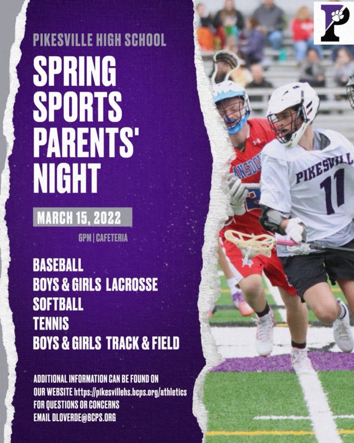 Parents please mark your calendars... We are having our spring sports parents' meeting March 15th at 6pm in the cafeteria. If your student is playing a spring sport, we hope to see you there.
