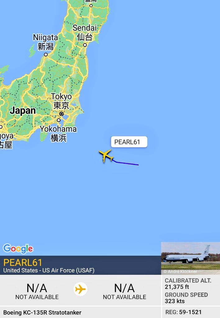 FMilcoms's tweet photo. #MARIO 65 (#B52) on NP SF.
Heading NE enroute to KBAD.
FL290
#PEARL 61 #AE0598
PEARL 62 #AE014F
PEARL 63 #AE0266
departed PGUA for AR and back except for PEARL 61, which landed at RJTY. https://t.co/ljGsF7nQbj