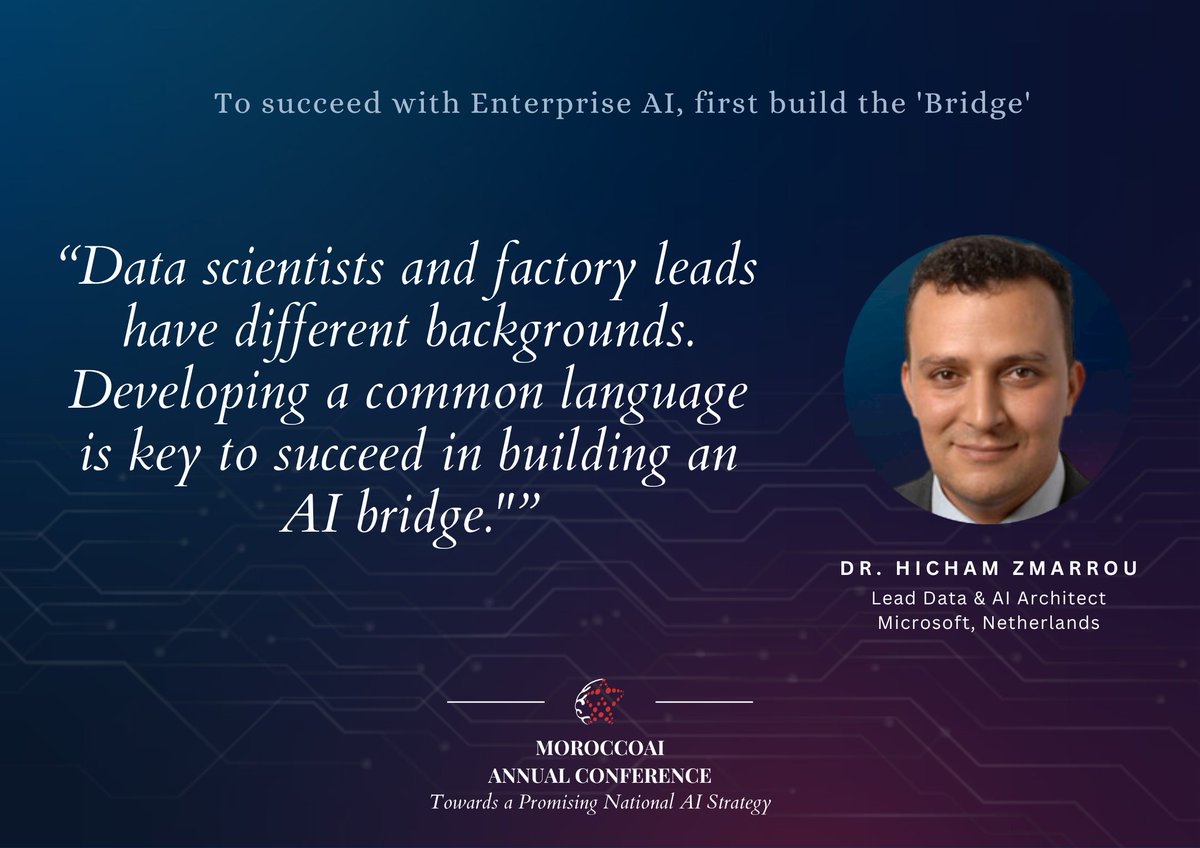 MoroccoAI's tweet photo. Join us to watch this keynote by Dr. Zmarrou, Lead Data &amp; AI Architect at @Microsoft. This keynote on AI integration #operatingmodels is a must-see for data professionals, as it provides valuable insights : https://t.co/3j7KK6vQpE

Follow Us and stay tuned !

#AI #Strategy https://t.co/xGKRRSH6N8