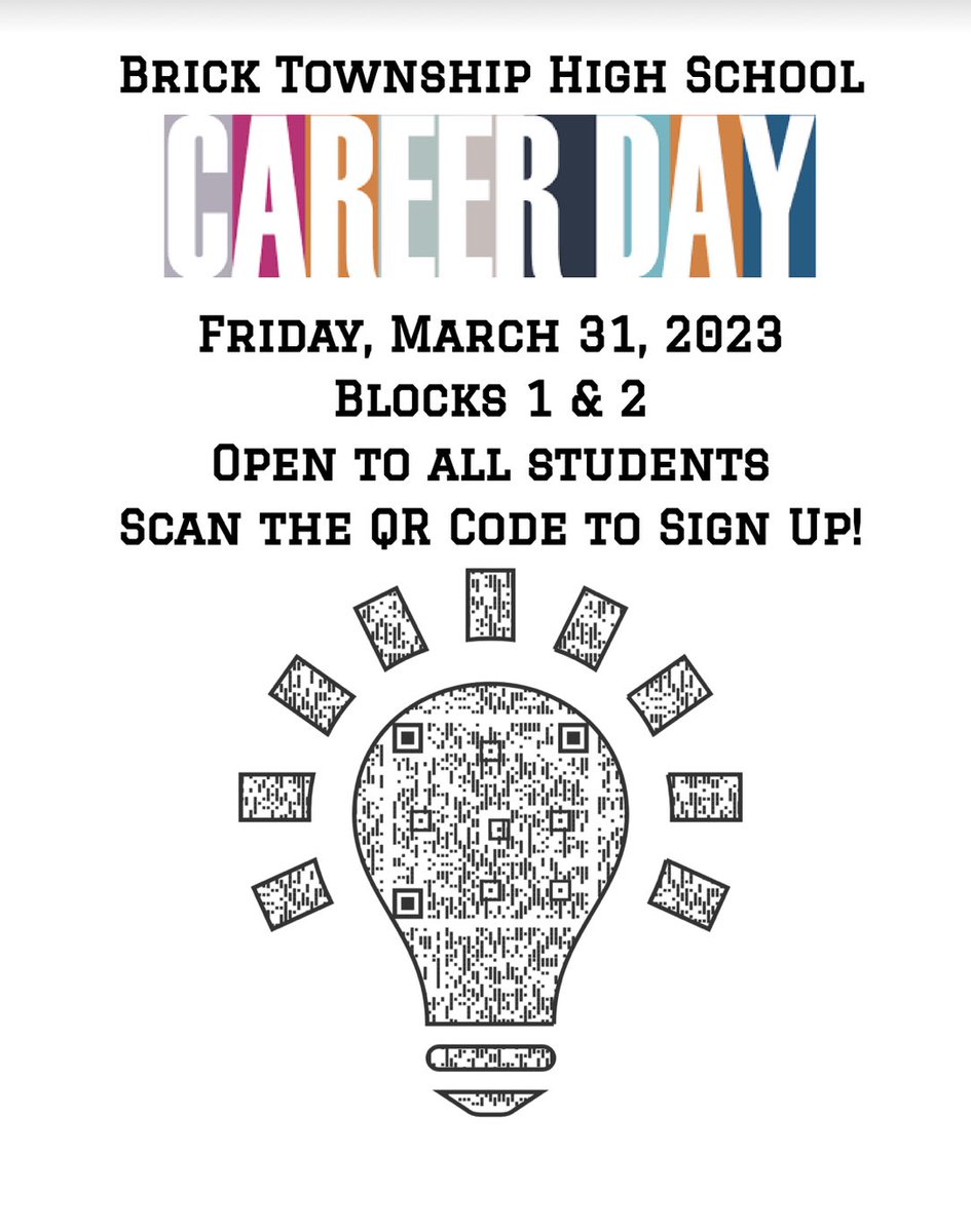 Career Day is coming! Use the attached QR code to sign up.