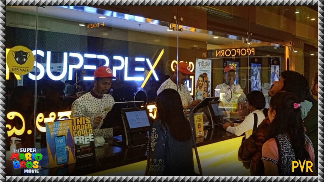 _PVRCinemas's tweet photo. PVR was taken over by #Mario mania in celebration of #MAR10DAY! 😍🍄
#SuperMarioBrosMovie coming to #PVR on April 7.
#SuperMarioBros #SuperMarioMovie #ChrisPrat #AnyaTaylorJoy #JackBlack #CharlieDay #KeeganMichaelKey #SethRogen #UniversalPictures #UniversalPicturesIndia https://t.co/ULByyBLH4m