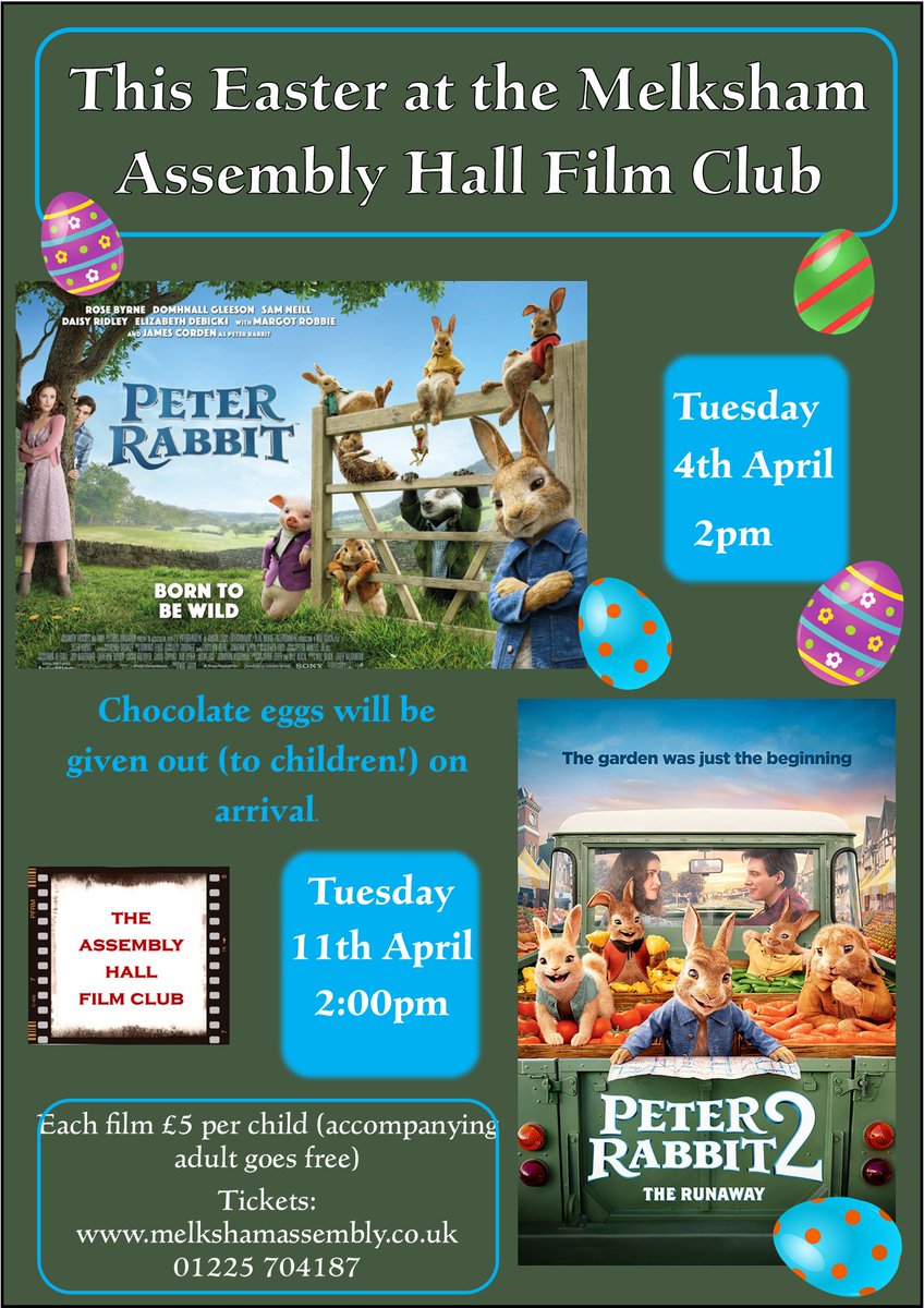 AHFilmClub's tweet photo. A couple of #Easter treats coming up for the holidays...
Accompanying adults go free, and chocolate eggs will be dished out at both screenings!
Hop on down!
Head to https://t.co/HIcU1o5b21 for tickets. https://t.co/9L46UwgMPW