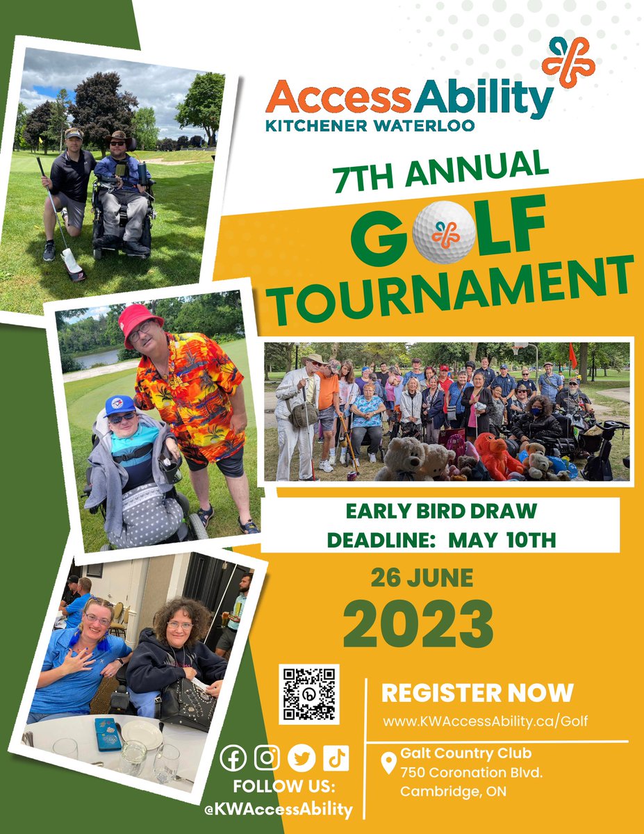 The countdown is on, and the early bird registration is open!! Our tournament is the golf event you'll want to attend this spring! 
#KWAccessAbility #KWAGolf #Golf