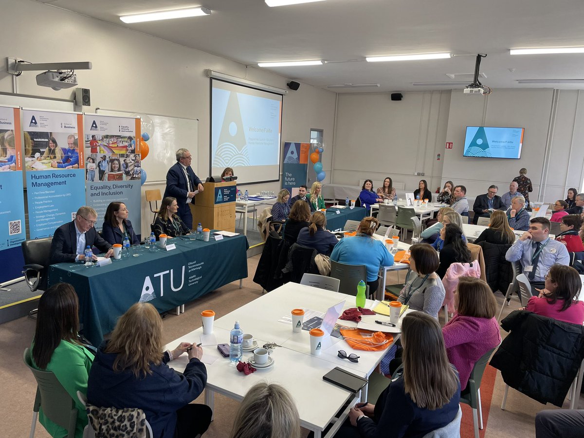 Head of Department Michael Gill welcomes attendees to the launch of our honours degree in Human Resource Management. <a href="/ATU_GalwayCity/">ATU Galway City</a> <a href="/atu_ie/">Atlantic Technological University</a> <a href="/ATU_BusinessGM/">ATU Galway-Mayo School of Business</a> <a href="/OFlynnATU/">Orla Flynn</a> <a href="/Caroline948611/">Caroline Clarke</a> <a href="/CIPDIrelandWest/">CIPD Ireland West</a> <a href="/cipdireland/">CIPD Ireland</a>