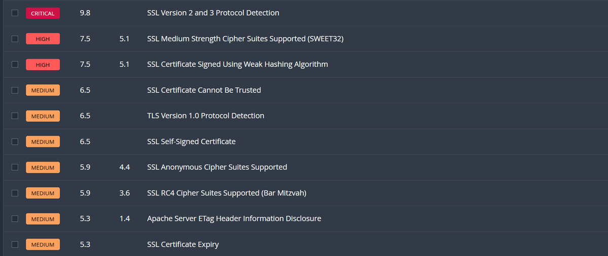 UK_Daniel_Card's tweet photo. SSL VERSION 2 and 3 CRITICAL!!!!!!!!!!!!!!!!!!!!!!!!!!!
this server is also running:

proftpd 1.3.3g

https://t.co/XBLCLpFeuA shows 1.3.8 is the latest version.

From a business POV I don't care about the TLS so much, I do care about the ancient AF FTP service...

Vuln scanning is not the same as understanding the architecture, assets, threats and risks