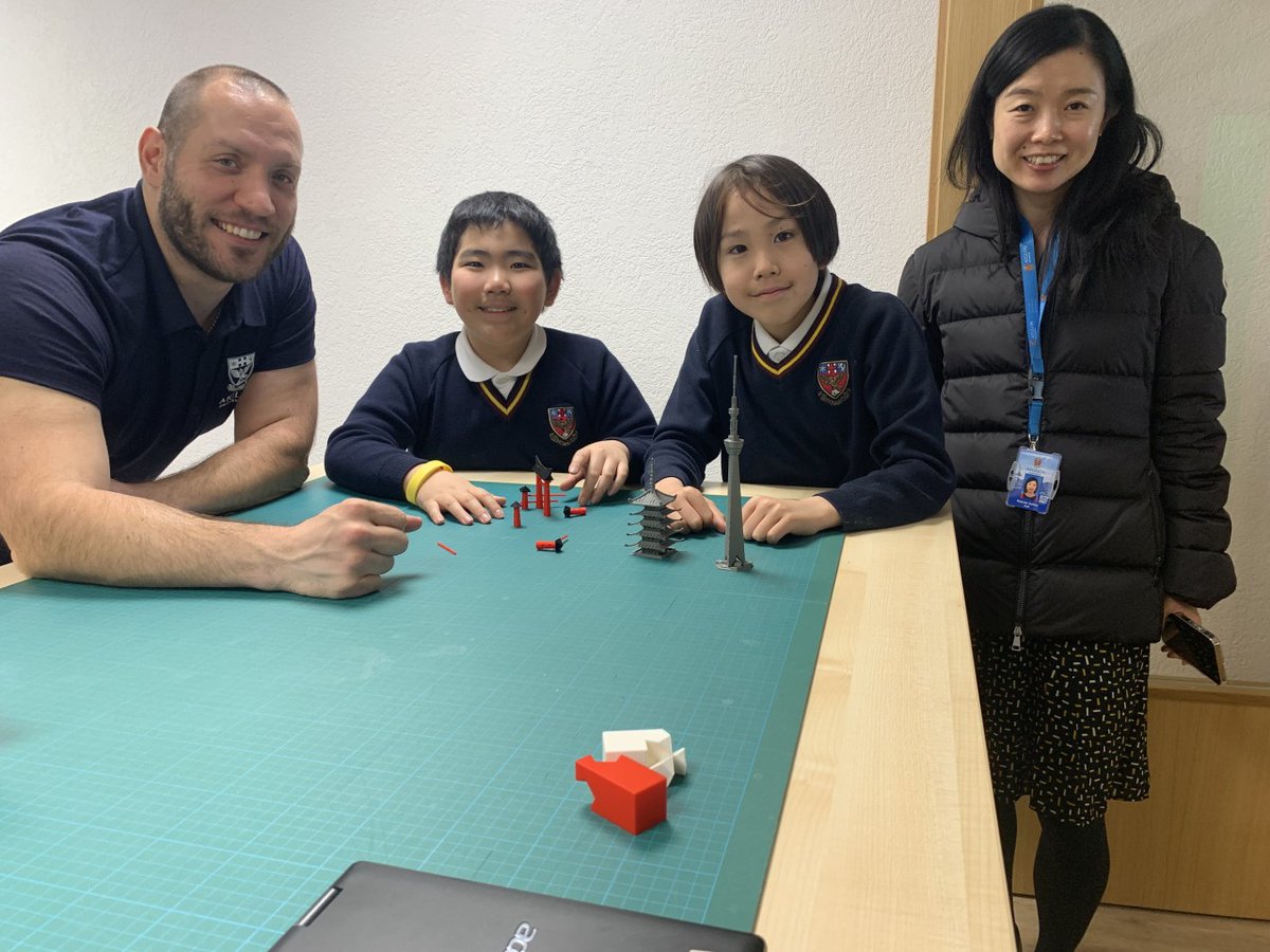 Our Year 5/6 class discusses modern vs. traditional methods. In Japanese, we learned about Tokyo Skytree's ancient earthquake-engineering tech. The boys 3D printed the Skytree and Horyuji Temple's pagoda, the oldest wooden building. Impressive with a 3D printer! #Japan#Aiglonc...