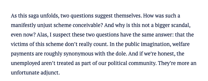 peanut_tv's tweet image. Here, I think Aly absolutely nails why #RobotDebt happened &amp;amp; why there is continued indifference by the main parties to the &quot;unemployed&quot;. (He&apos;s not expressing a personal opinion, but articulating an observation of attitudes held by politicians and many in broader society). #BTPM