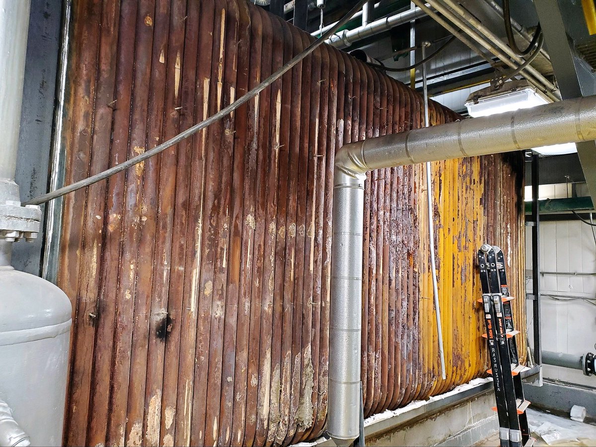 RasMech's tweet image. Awesome work by our code team! Working on this CE boiler from 1969 our team completely removed and replaced the front and rear wall. They also replaced 3 tubes on the convection pass and removed the skin of the boiler and re-blanketed the whole thing. #coderepair #boilerservice