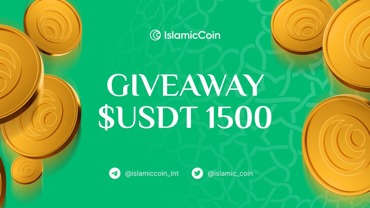 Islamic_Coin's tweet image. 🎉 To celebrate 500k community members we're hosting a #GIVEAWAY of 1500 $USDT 💵

✅ ❤️ &amp;amp; RT
✅ Follow @Islamic_Coin &amp;amp; @the_HaqqNetwork
✅ Tag 3 friends

🏆 3 randomly selected winners in 100 hours (500 $USDT each)

Masha'Allah! 🌙