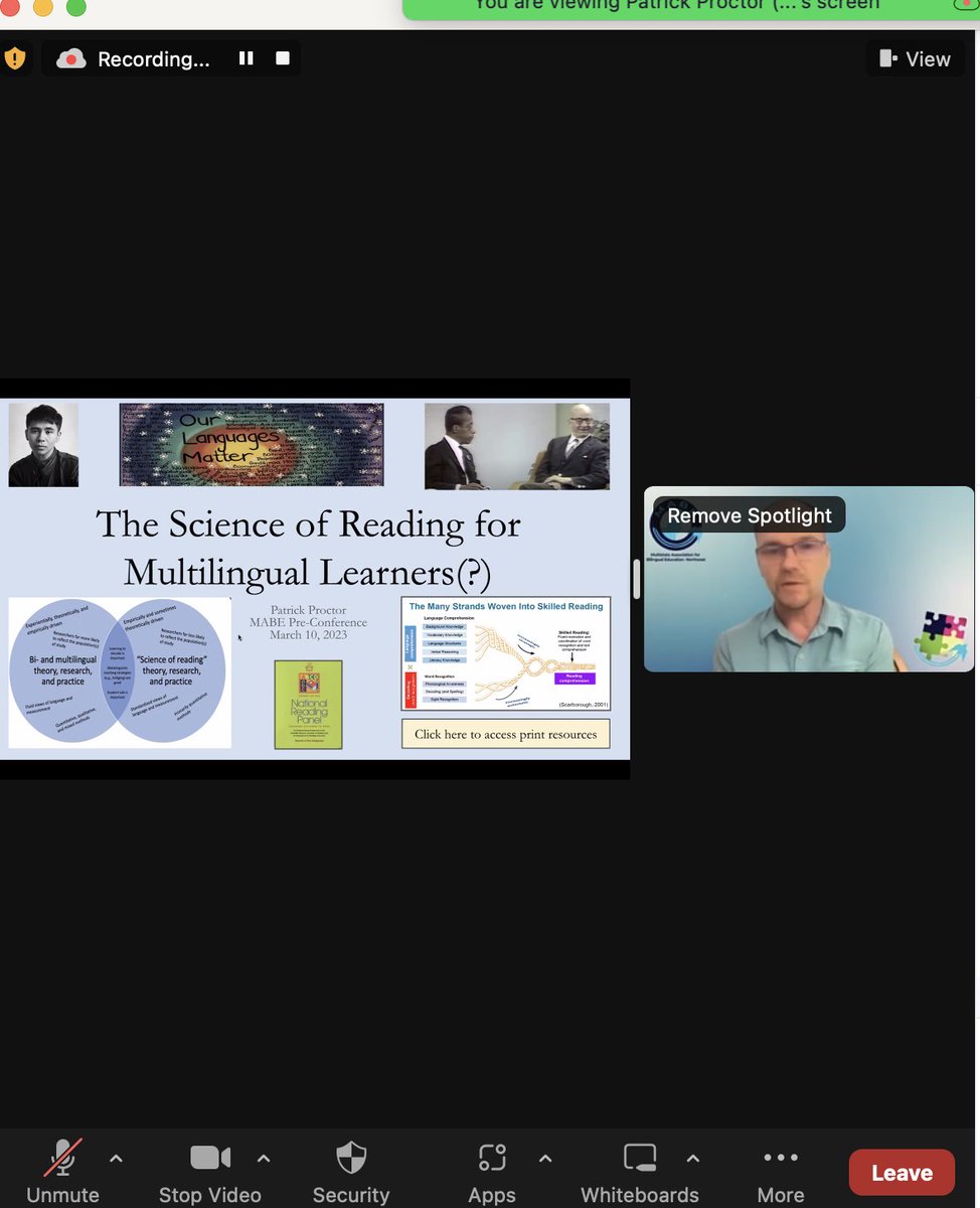 Kicking off #mabe2023 with a plenary by @cpatrickproctor on #scienceofreading @MABEnortheast @MultilingualRI @RIDeptEd @URI_CEPS @luisa_diste @SecCardona #bilingualismisasuperpower