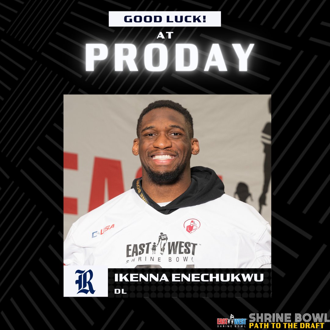 East-West Shrine Bowl (@ShrineBowl) on Twitter photo 2023-03-10 14:30:49 Good luck to Shrine Bowl alum Ikenna Enechukwu (@Ikenna_91) today at @RiceFootball Pro Day! #GoOwls👐 x #RFND🦉 #ShrineBowl #PathToTheDraft 🏈 Good luck to Shrine Bowl alum Ikenna Enechukwu (@Ikenna_91) today at @RiceFootball Pro Day! #GoOwls👐 x #RFND🦉 #ShrineBowl #PathToTheDraft 🏈