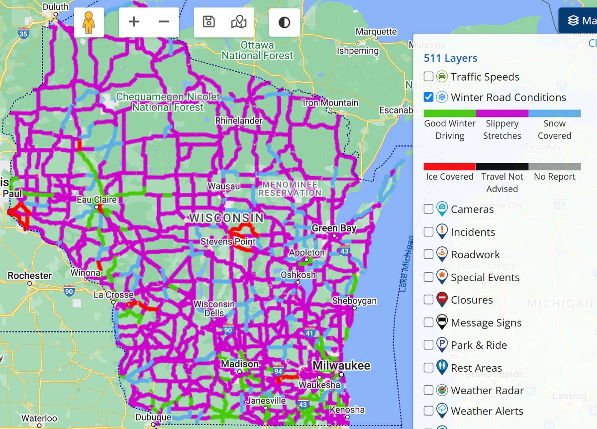 Wisconsin DOT on Twitter: "Road conditions on http://511wi.gov show