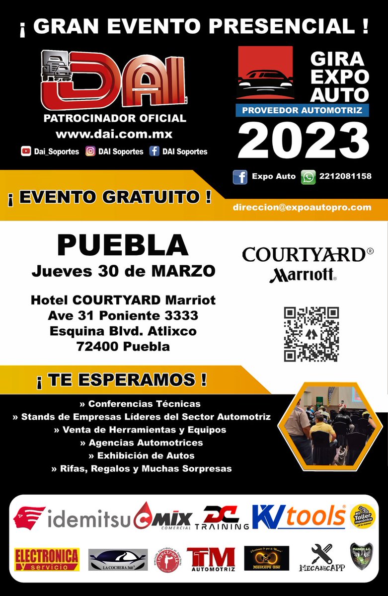 ARR70's tweet photo. Iniciamos la Gira Expo Auto 2023 en Puebla
Jueves 30 de marzo en el hotel Courtyard Marriott
Aparta tu lugar realizando tu registro https://t.co/8wxhdVkmYh…
#ExpoAuto #DAI https://t.co/9mucEY7Il2