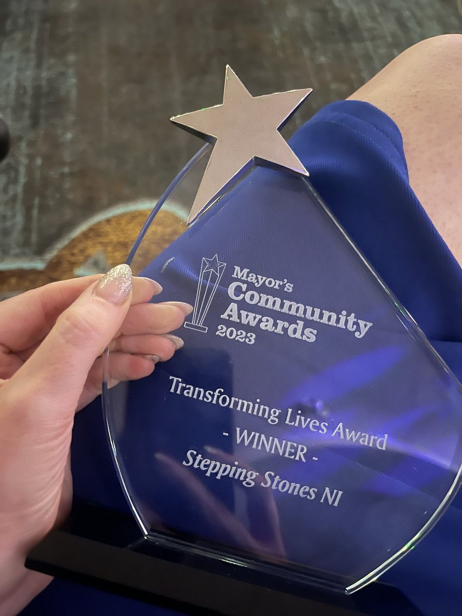 steppingni's tweet photo. We are proud to have won the Transforming Lives Award at the Mayor’s Community Awards 2023 last night. Congratulations to all the nominees. An amazing bunch of people doing so much to change peoples lives @lisburnccc #transforminglives https://t.co/fUwt62eSCM