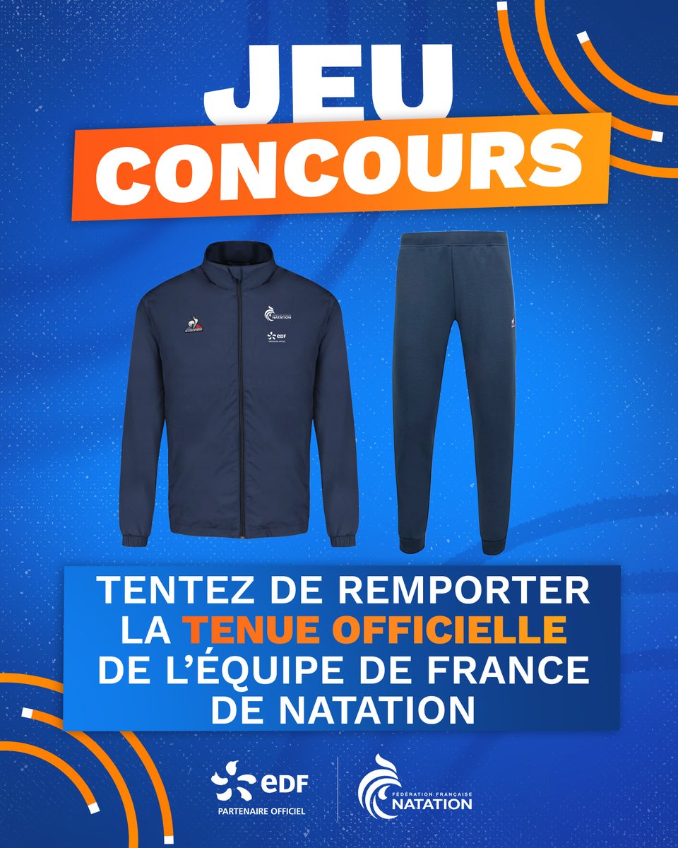 EDF_Sport's tweet photo. 🎁 JEU CONCOURS 🎁

Tentez de remporter la tenue officielle de l'Equipe de France de Natation pour être assorti à nos nageurs !* 🏊‍

Pour participer :
✅ Follow @energiedusport 
✅ RT ce tweet https://t.co/P66TFwkmmZ