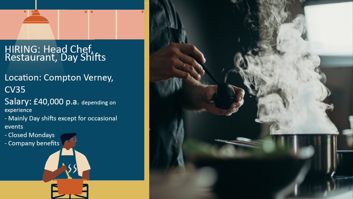 HIRING: Head Chef, Restaurant, Day Shifts

Location: Compton Verney, CV35

If you are, or know of someone who would be interested in this vacancy, please head to our website via the following link to find out more: ttwrecruit.co.uk/job/head-chef-…