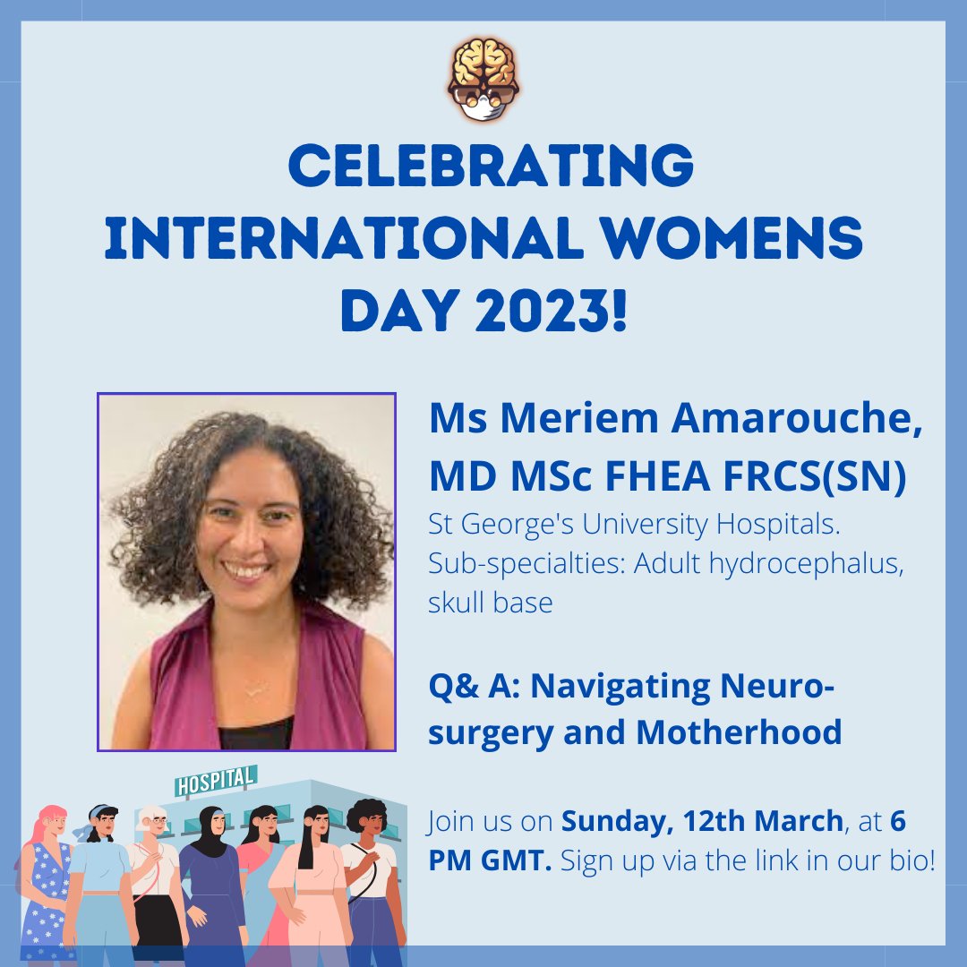 We're really excited to hear from Ms Meriem Amarouche this Sunday! Join us for a Q&amp;A about neurosurgery and motherhood 
Sign-up here: tinyurl.com/mr2ddpt4
#InternationalWomensDay2023